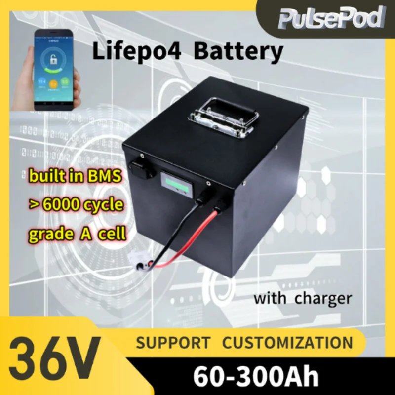 

36V 60AH 80AH 100AH 120AH 150Ah 200AH 300ah LifePo4 Lithium Battery, Golf Cart, Electric Vehicle+Charger