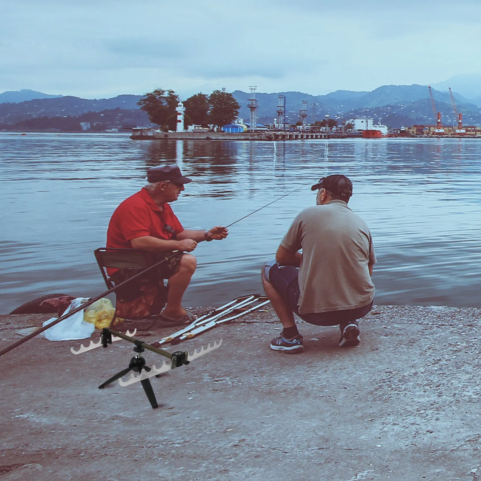 

Светящаяся подставка для удочек с несколькими слотами, регулируемая складная платформа-держатель для удочек, для ночной зимней рыбалки