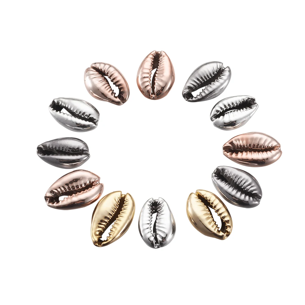 

50pcs Electroplated Shell Beads Cowrie Conches Loose Spacer Shells for DIY Beach Necklace Bracelet Charms Making Jewelry Finding