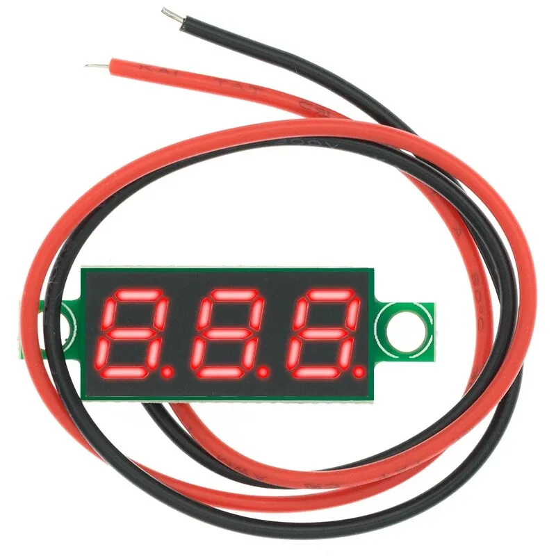 0.28 Inch Ultra-Small Digital DC Voltmeter Head Digital Display Adjustable Two-Wire DC5-30V Reverse Connection Protection
