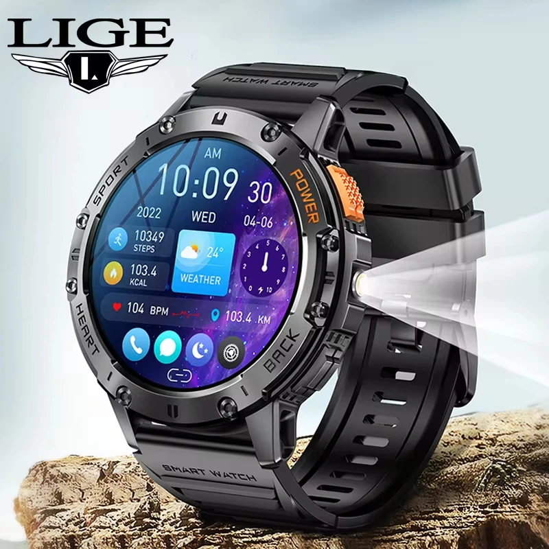 

LIGE New Sport Smart Watch Men 1.43Inch AMOLED Screen Wireless Call Watch 530 mAh Ultra Long Battery Life Outdoor Smartwatch Man