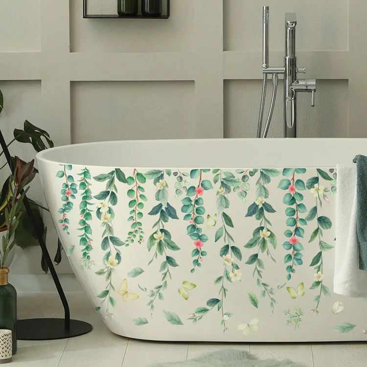 Grüne Pflanzen Reben Blumen Wanda uf kleber Badezimmer Badewanne Dekor Aufkleber Wohnzimmer Hintergrund Haupt dekoration selbst klebendes Wandbild – Detail 3