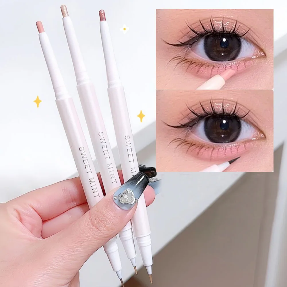 Matowy różowy cień do powiek leżący jedwabnik w pisaku naturalny rozjaśniający brokat cień do powiek ołówek Shimmer Eyeliner wodoodporny koreański makijaż