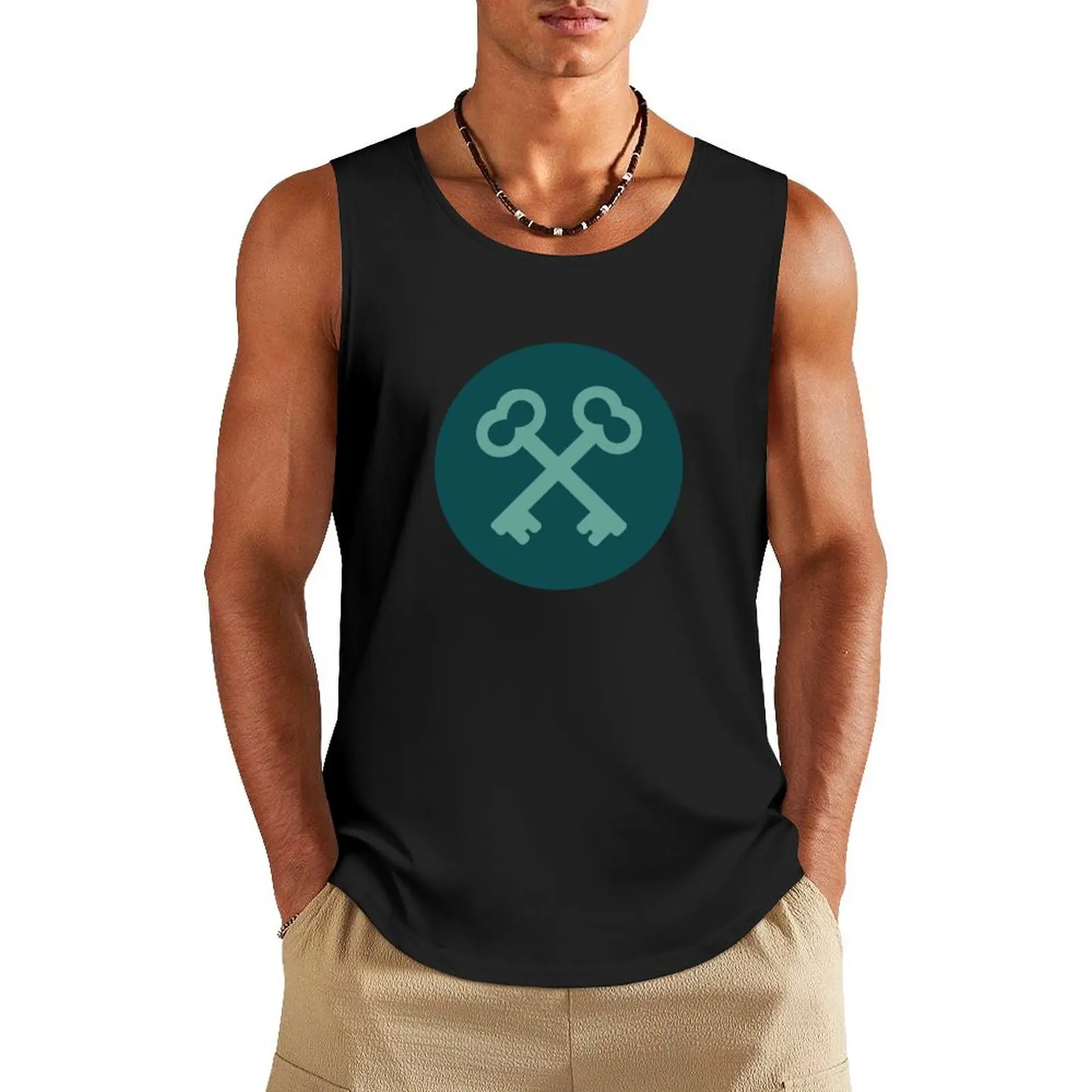 

The Society of the Crossed Keys (Blue) Tank Top man vest tops bodybuilding man