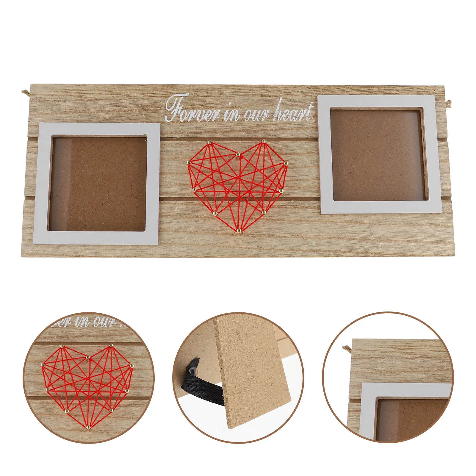 1Set Wooden Photo Frame DIY String Art Heart Wall Decor for Mom Family Memory Display Creative Picture Frame Ornament Living