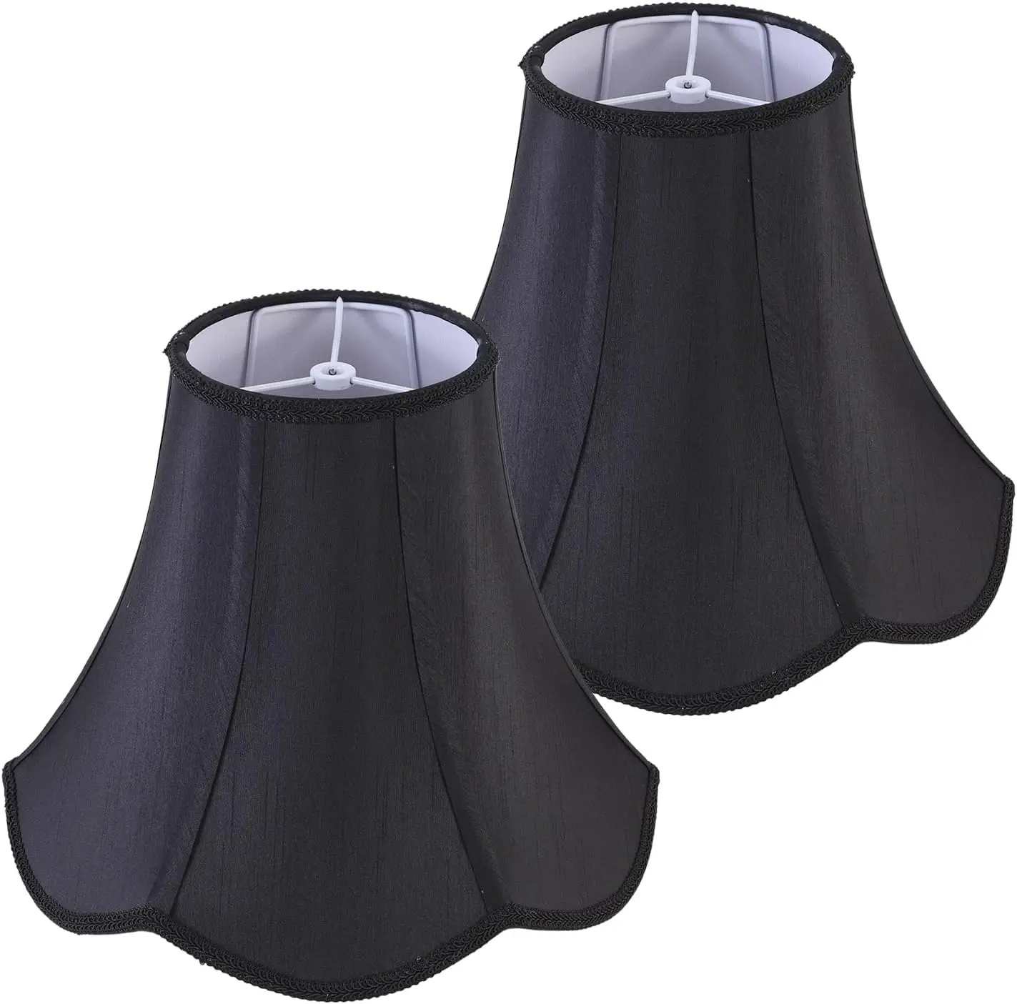 

2 Pcs Scalloped Lamp Shades Black Scallop Lamp Shade 6.7``Top x 13``Bottom x 10``High(Spider) Morden Bell Lampshade for