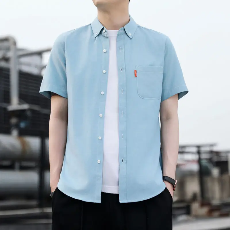 

High-end Pure Cotton Oxford Short-sleeved Shirt Summer Thin Men's Shirt Men's High-end Business Top