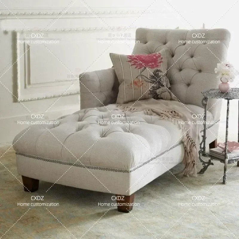 Fabric Chaise Lounge Chair Living Room Recliner Balcony Lazy Sofa Leisure Single Couch