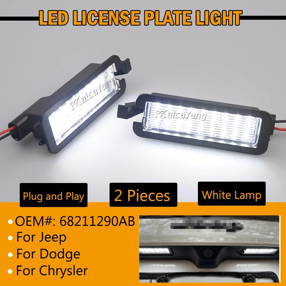 

LED License Plate Tag Light Lamp for Dodge Charger Challenger 2015 2016 2017 2018 2019 2020 2021 2022 for 2017-up Jeep Compass