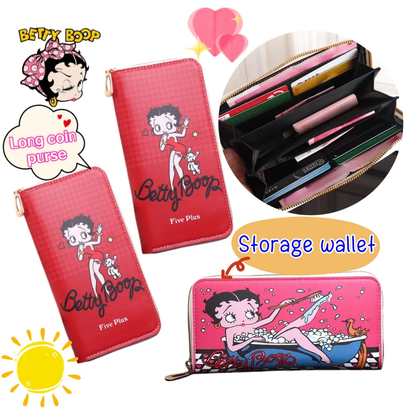 Betty Boop lange Geldbörse mit hohem Farbwert, einfache, passende Aufbewahrungstasche, modische, individuelle Handytasche, Geburtstagsgeschenk für Mädchen