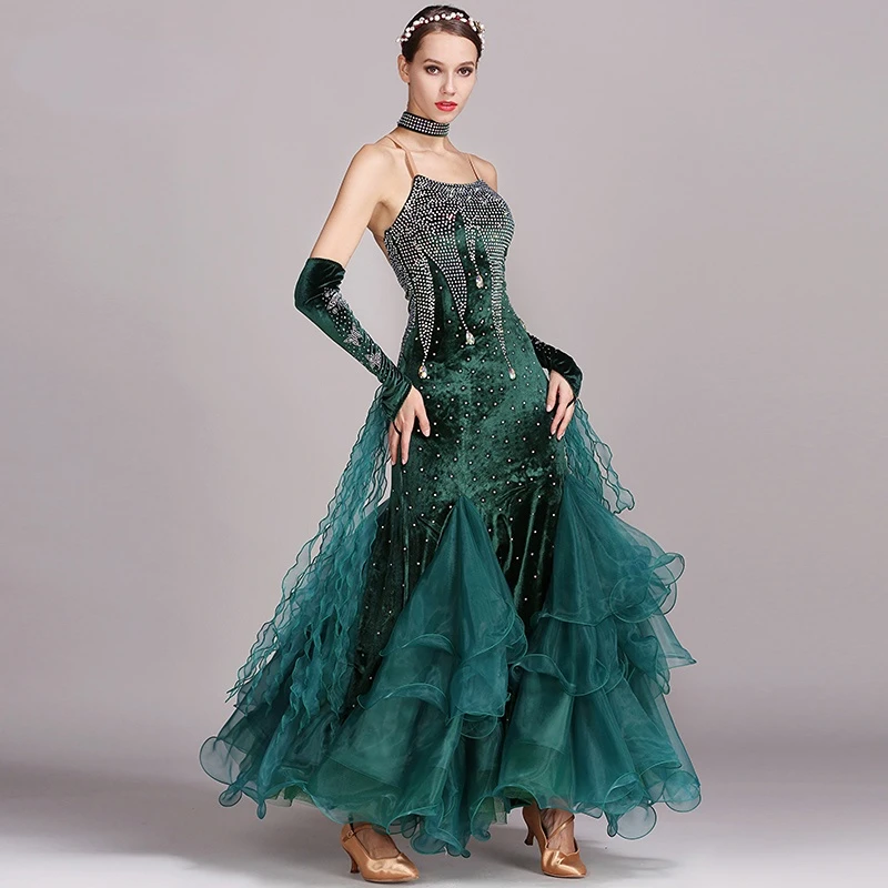 Modern Dance Costume Women Ladies Adults Waltzing Tango Dancing Dress Ballroom Costume Evening Party Dress