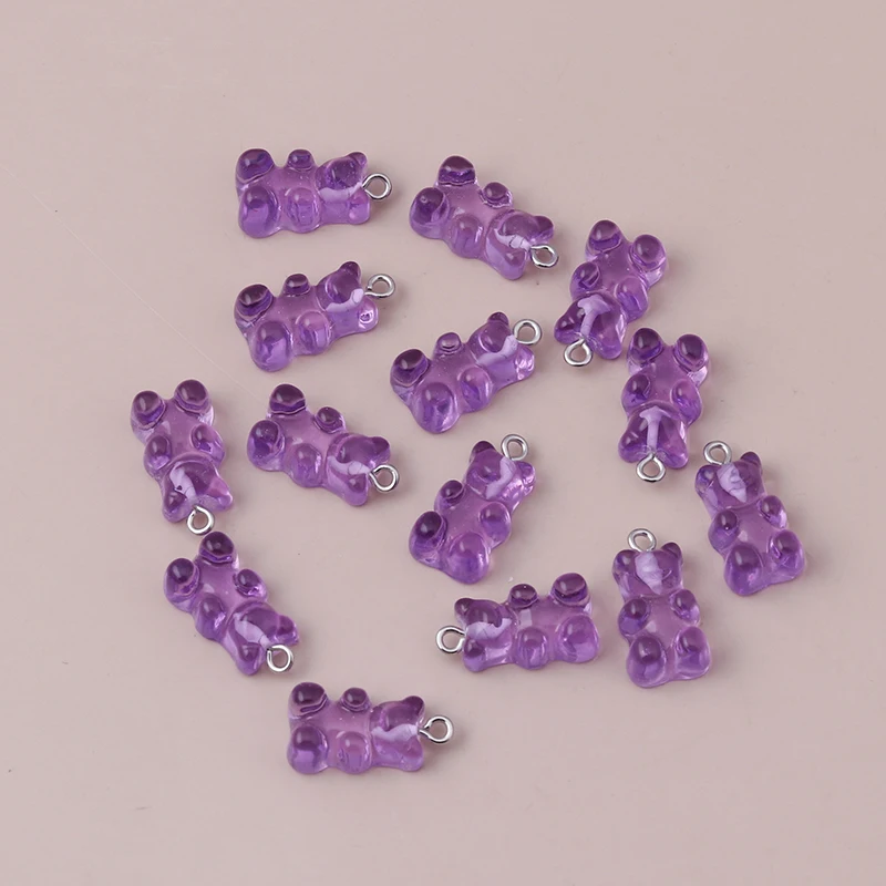 20 Stück 11 x 22 mm Cartoon-Anhänger mit bunten Gummibärchen für die Schmuckherstellung, Halsketten, Ohrringe, Armbänder, DIY-Bastelzubehör – Detail 10