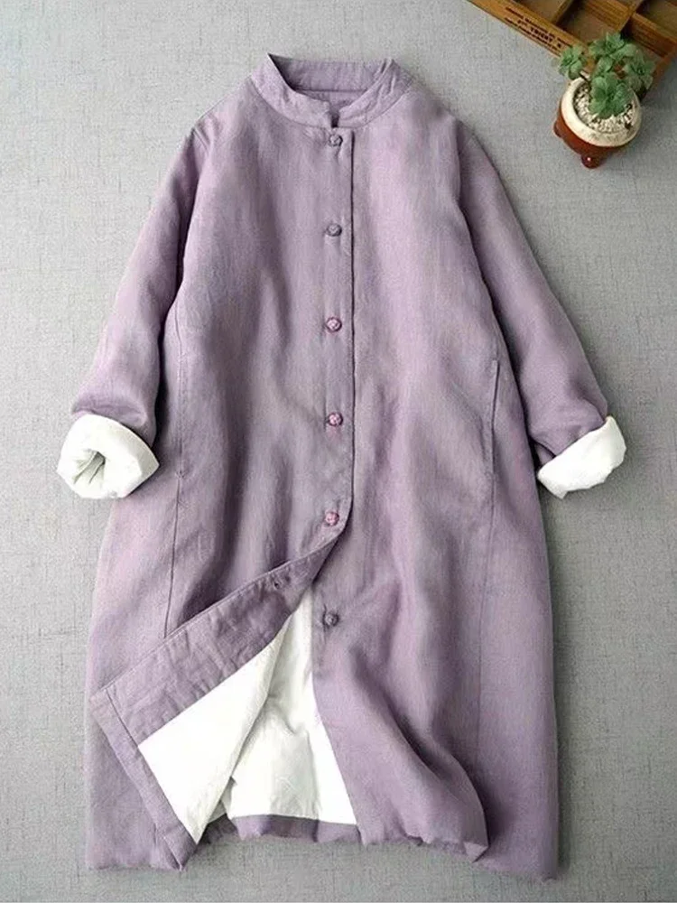 

High Quality Japan Style Vintage Women Winter Coat New Oversized Loose Cotton-padded Buttons Parkas Long Quilted Outerwear