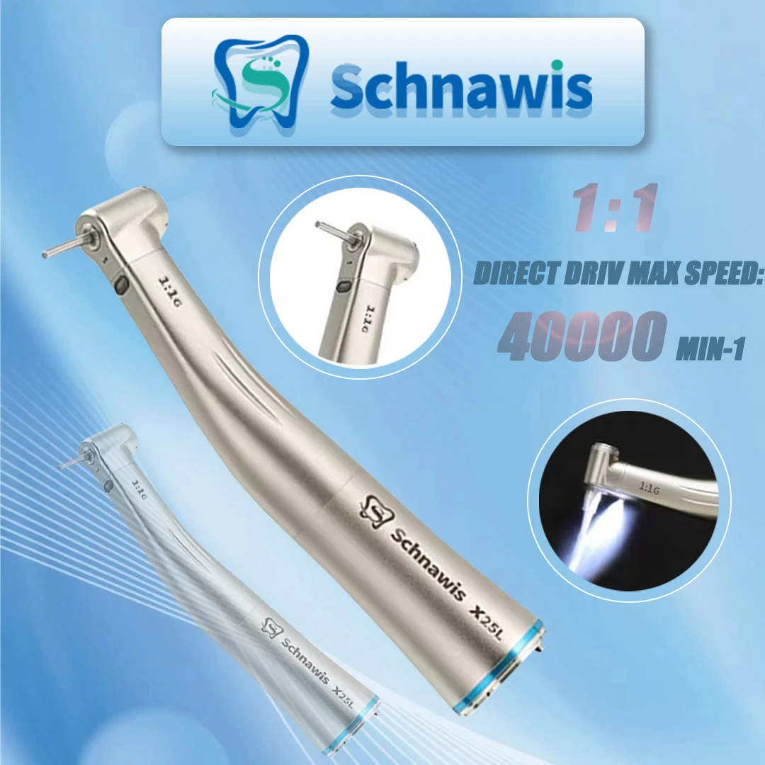 Dental High Speed Handpiece Dentistry Contra Angle Handpiece 1:1 Direct Drive Speed Fiber Optic Fit E Type Electric Micromotor