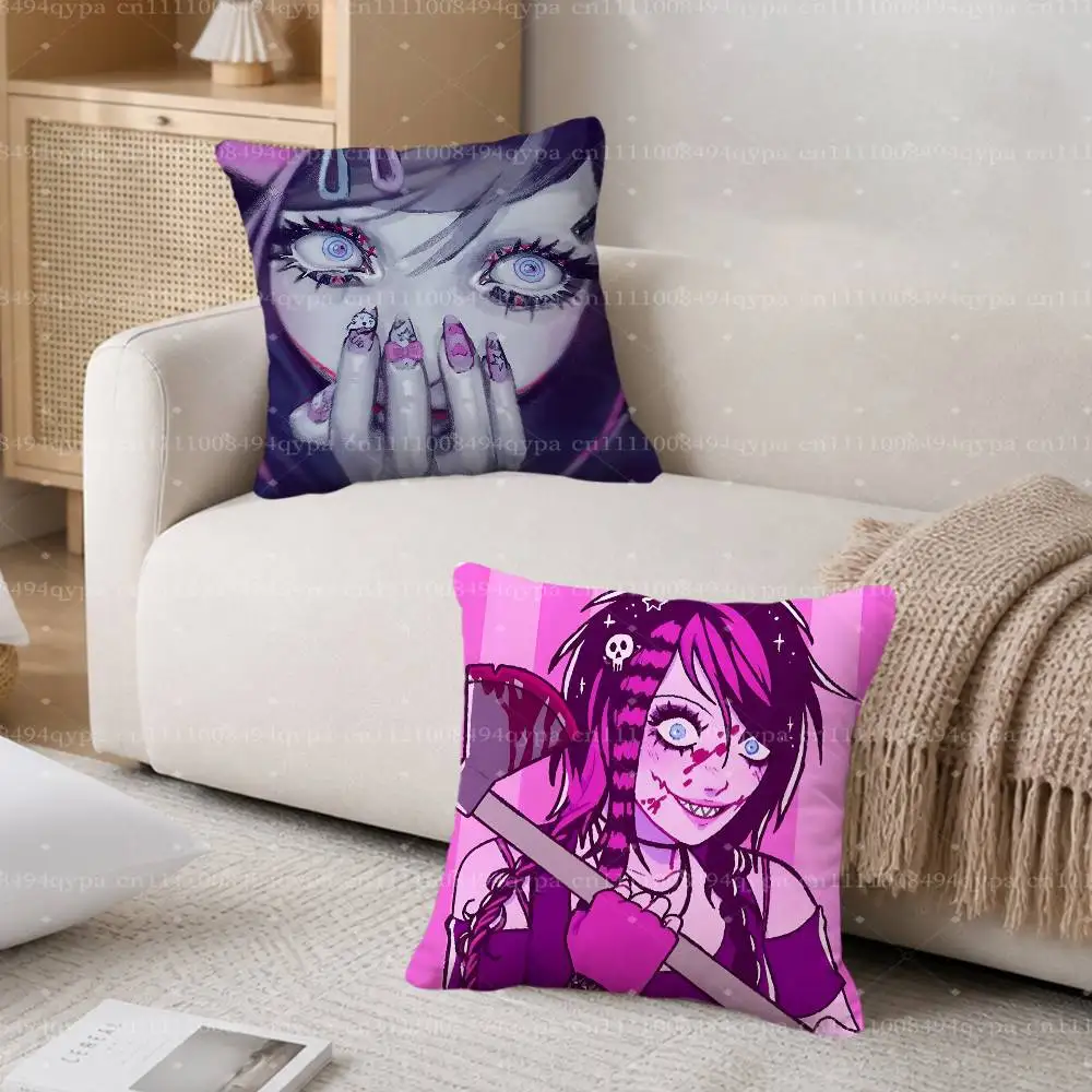 N-Nina Killer C-Creepypasta Pillowcase With Zipper Throw Pillow Cover Decorative Shams Cushion Covers for Bed Living Room Couch