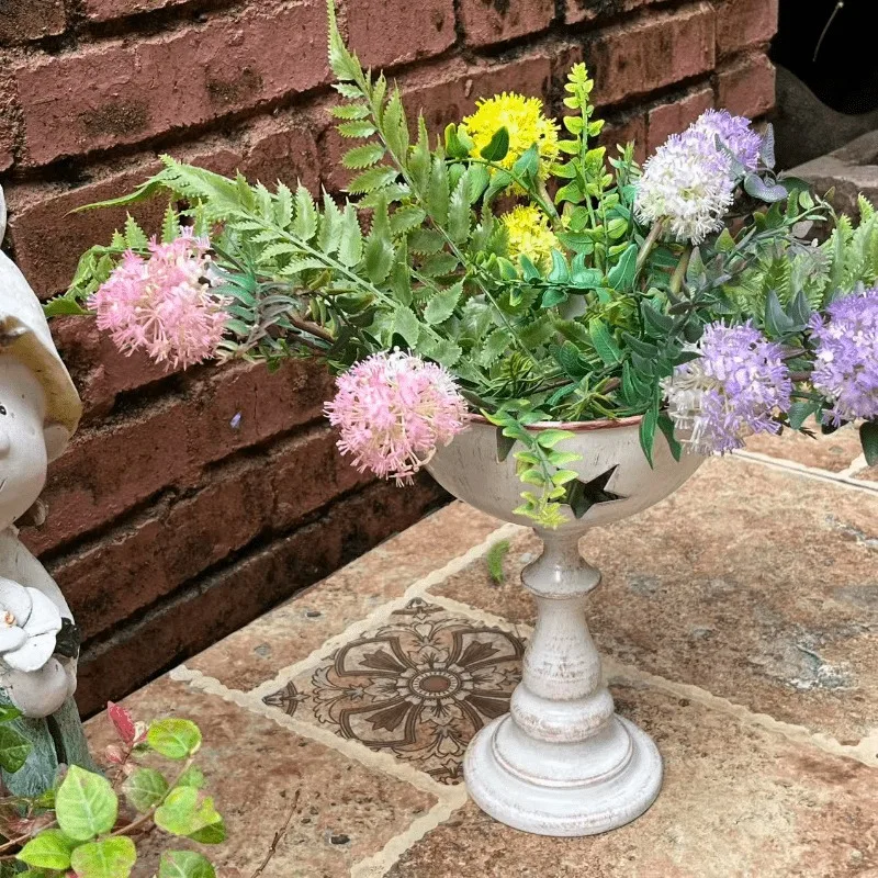 Vintage Wrought Iron Trophy Flowerpot Antique Courtyard Decoration Ornament Gardening Pastoral Flower Utensils Garden Decor Gift