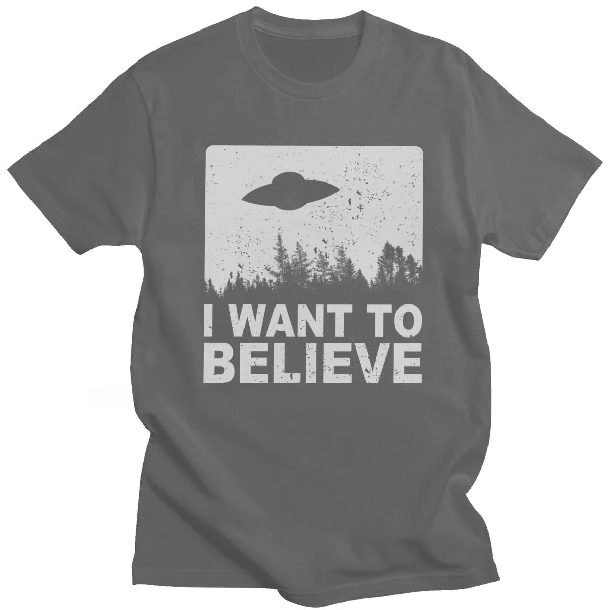 Stylish Male The X Files I Want To Believe T-shirt Men O-Neck T Shirt Alien UFO Area 51 Tshirt Animal Harajuku Streetwear