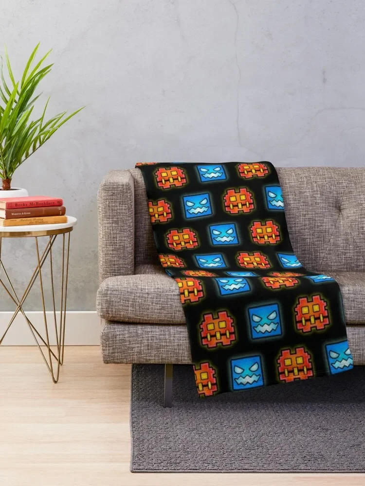 Geometry dash Throw Blanket Personalized Gift Furrys Blankets