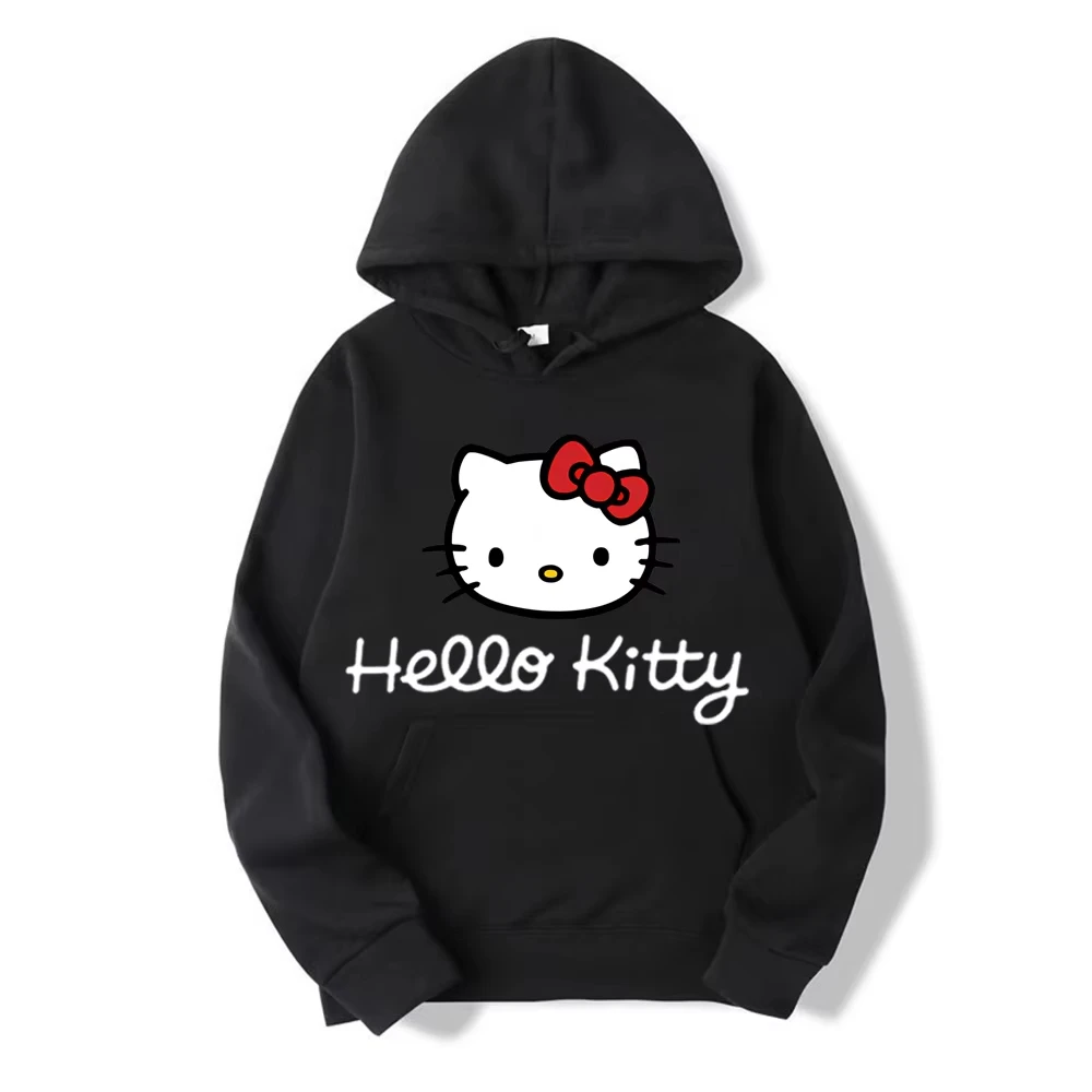 

Hello Kitty Printed Hooded Sweatshirt Fashion Autumn Winter Men and Women Casual Cartoon Pullover Men's Hoodies Street Clothing