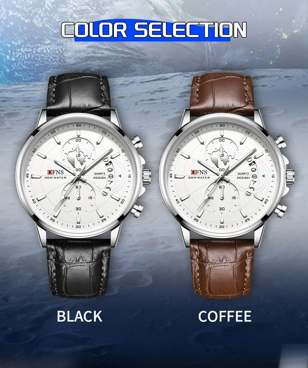 Бренд OFNS 7110, роскошные деловые мужские кварцевые часы, водостойкий ночник, хронограф, календарь, модные мужские кварцевые часы