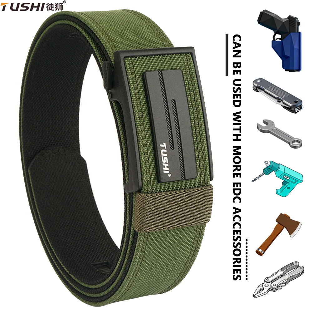 

TUSHI Multi-size EDC Hard Tactical Belt for Men Metal Buckle IPSC Gun Belt 1100D Nylon Military Belt Outdoor Sports Girdle Male