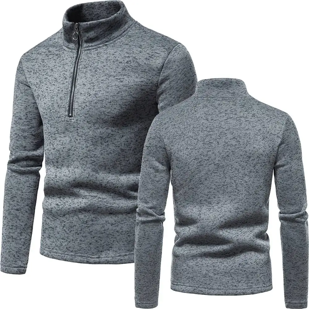 

Mens Fashion Slim Fit Basic Turtleneck Knitted Sweater Half Zip Open High Collar Pullover Male Autumn Winter Sweatshirts Tops