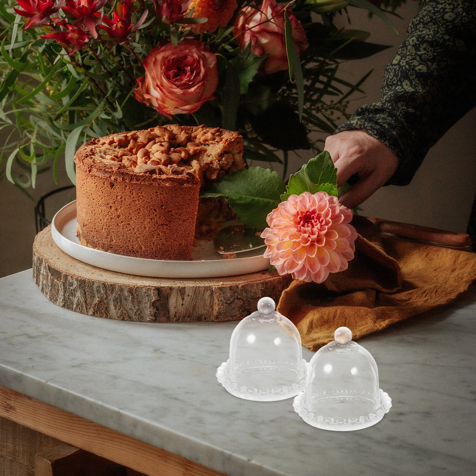 

Glass Mini Cake Stand Dome Lid Clear Dessert Display Tray for Candy and Snacks Cake Plate with Dome Glass Domes for Display