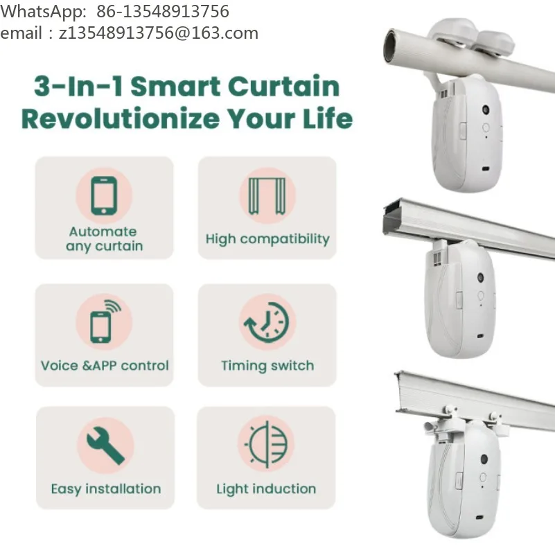 Bluetooth Automatic Curtain Motor, Smart Home Curtain Assistant, Mobile Remote Control Curtain Partner for Home Automation
