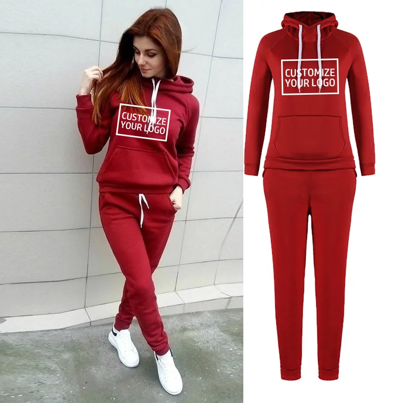 Customize your own Fall 2024 hoodie set, DIY casual warm solid color hooded long sleeved pants set with multiple pockets