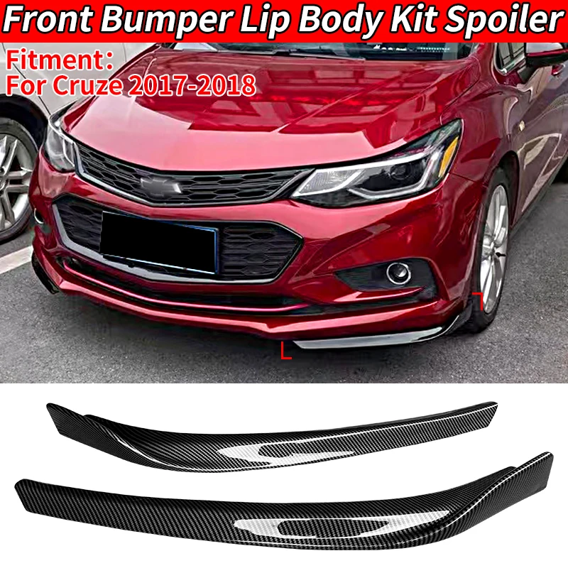 Car Accessories For Cruze 2017 2018 Front Bumper Lip Splitter Spoiler Body Kit Wrap Angle Carbon Fiber Look Guard Auto Chin ABS