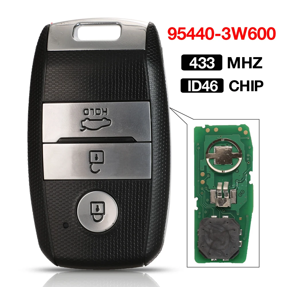 jingyuqin Keyless Go 3 Buttons 433MHz ID46 Chip Smart Remote Key Fob For Kia K5 Sportsge 2014 P/N 95440-3W600 TOY48 BLADE