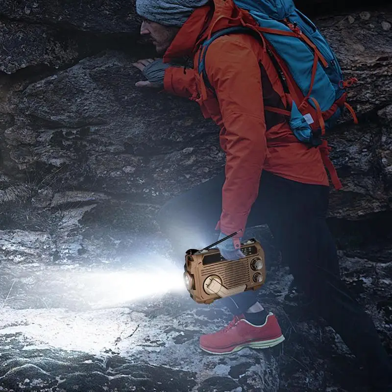 Handslingerradio 1000mAh weerradio op zonne-energie met zaklamp Lichtgewicht draadloze luidsprekers Buitenuitrusting voor kamperen