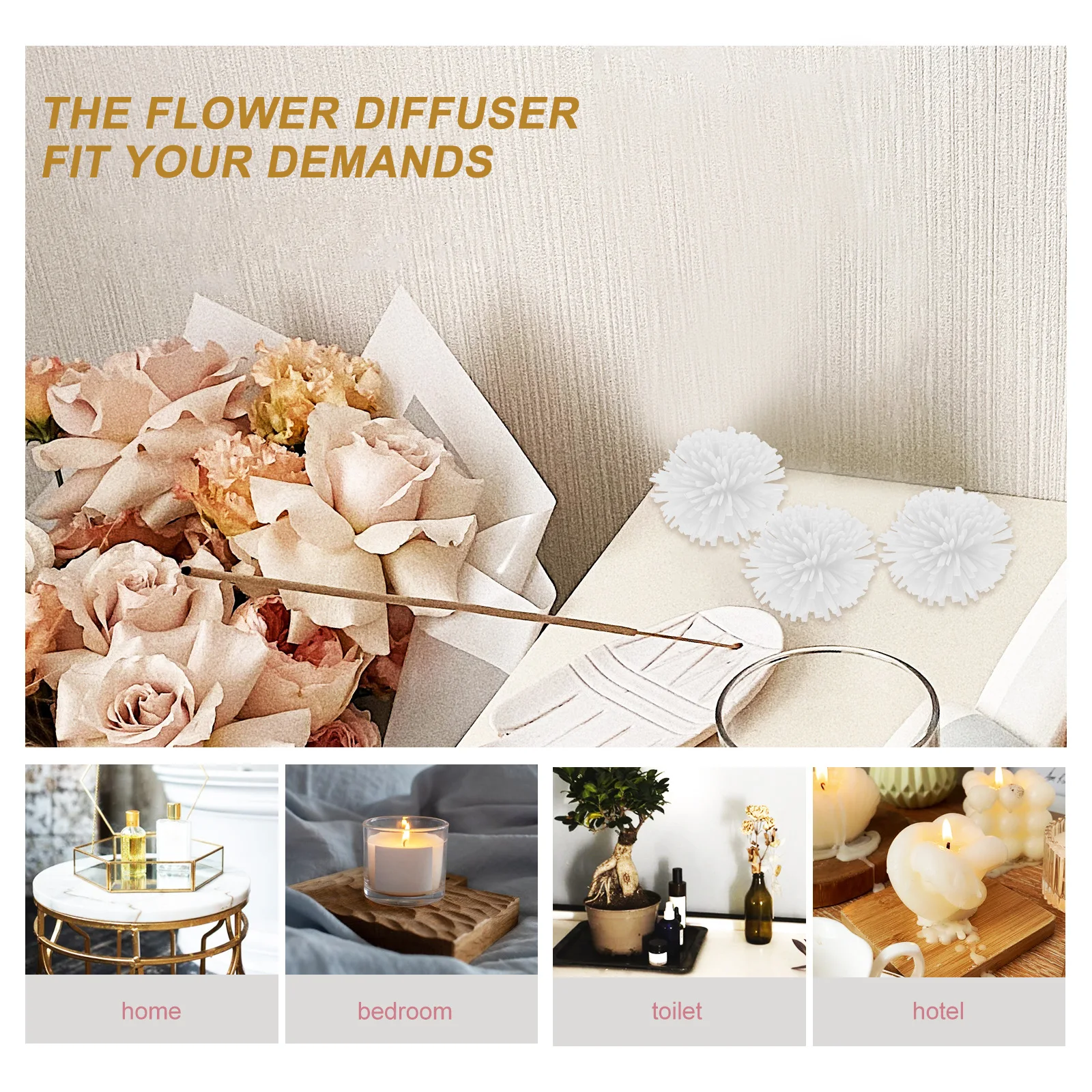 

100 Pcs Stylish Flower Essential Oil Diffuser Efficient Odor Eliminator For Car And Home NoFire Rattan Fragrance