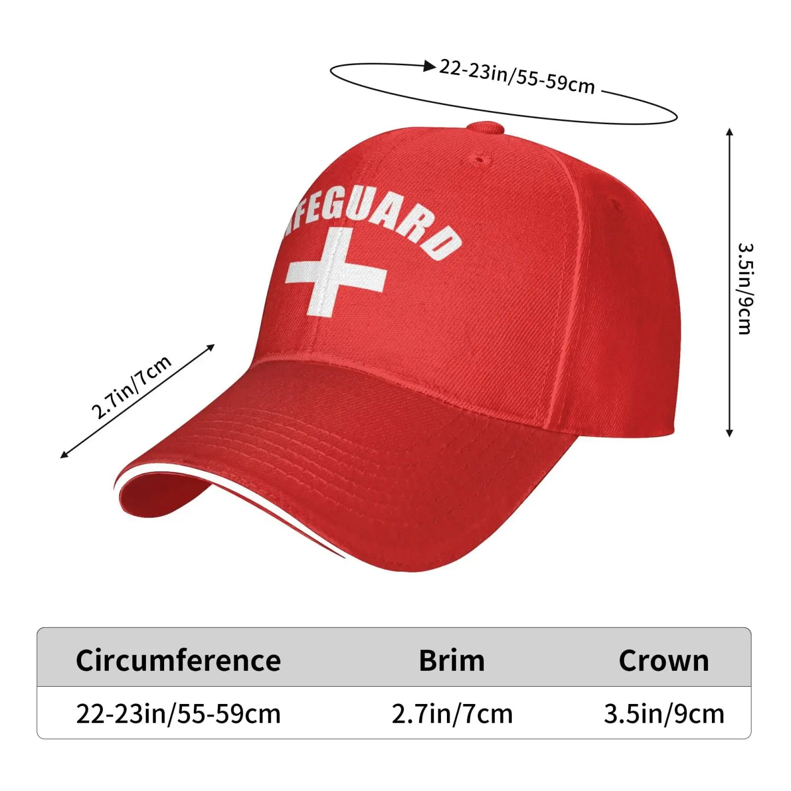 Funny-Lifeguard-Cross-Gifts Red Men\'s Women\'s Baseball Cap Vintage Funny Dad Hat Daily For Outdoor Travelling Fishing Streetwear