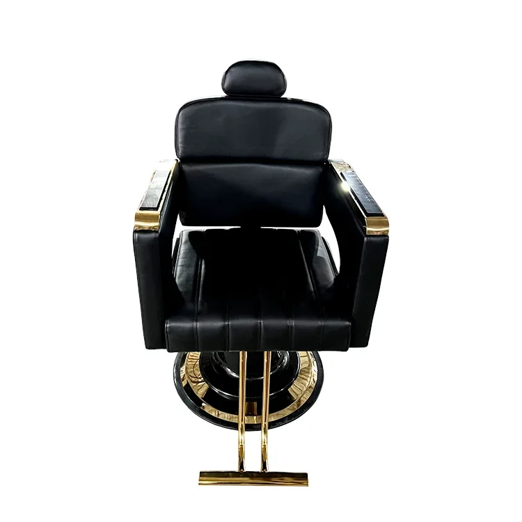 2026 Fashion Modern Barber Shop Chair Hydraulic Retro Black Salon Barber Chair with Head Pad