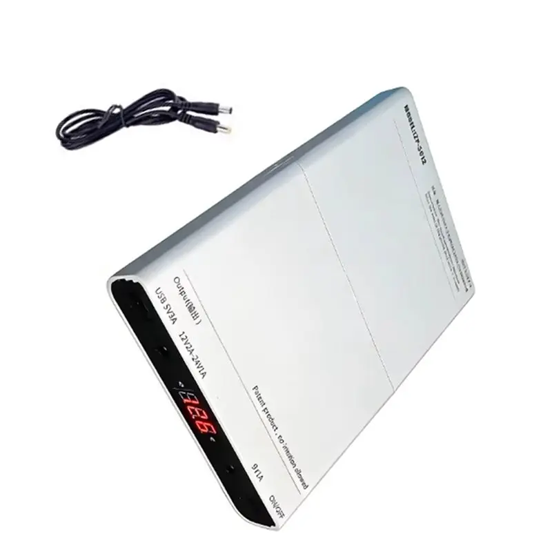 HLZS-2X DC UPS 12X18650 Battery Power Supply Box DIY Power Bank Kit 5V 9V 12V Output Optical Modem Router Uninterruptible