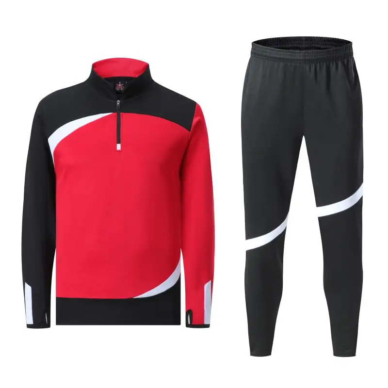 Youth and Adult Field Classic Winter Sports Training Jacket and Pants Set Professional Red and Black Entrance Sportswear Suits