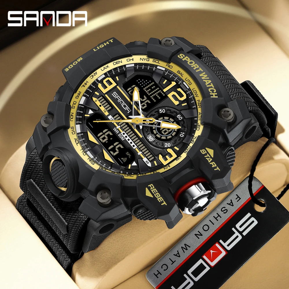 SANDA 3133 G Style męskie zegarki 50M wodoodporny wstrouz sportowy wojskowy zegarek kwarcowy dla masculzn digitale zegarek na reki #1
