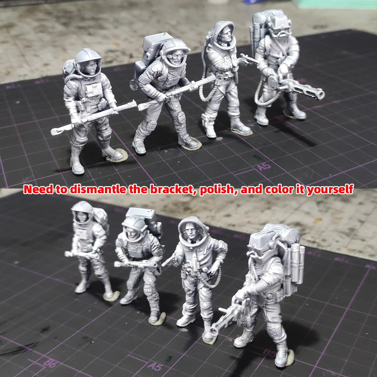 1/35 1/48 1/72 Maßstab Modellbausatz 3D Harz Miniatur-Soldatenfiguren Diorama Unbemalt Sci-Fi Menschliche Schwere Infanterie-Truppe DIY – Detail 3