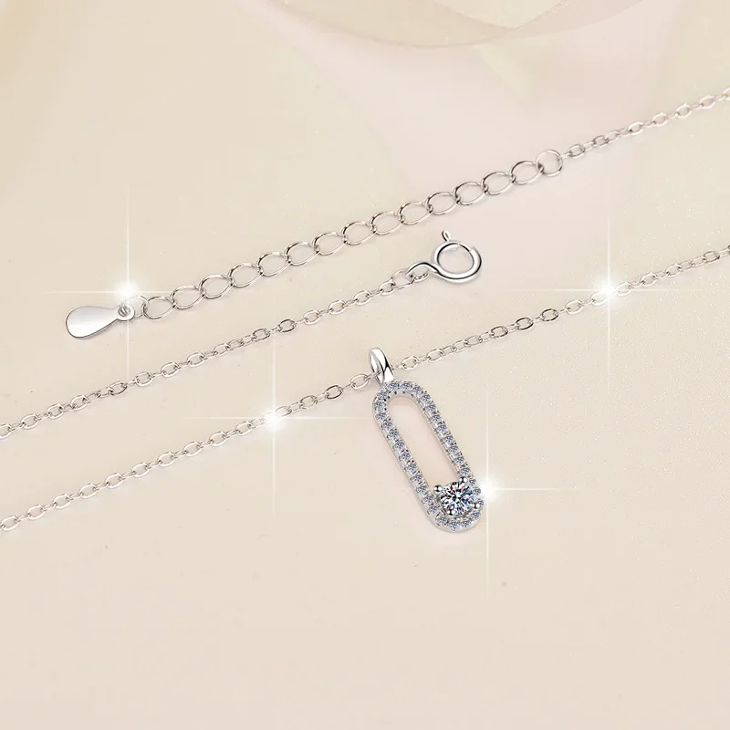 3MM 18K White Gold Plate Full Moissanite Necklace for Women Sparkling 925 Sterling Silver Pendant Birthday Gift Wholesale