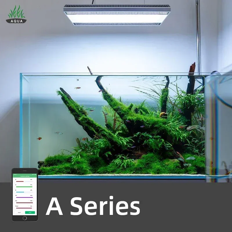 WEEK Aqua Aquatic Fish Tank Light APP Timing Dimming LED, Aquarium Panel, A430 PRO, 120W, Black and White