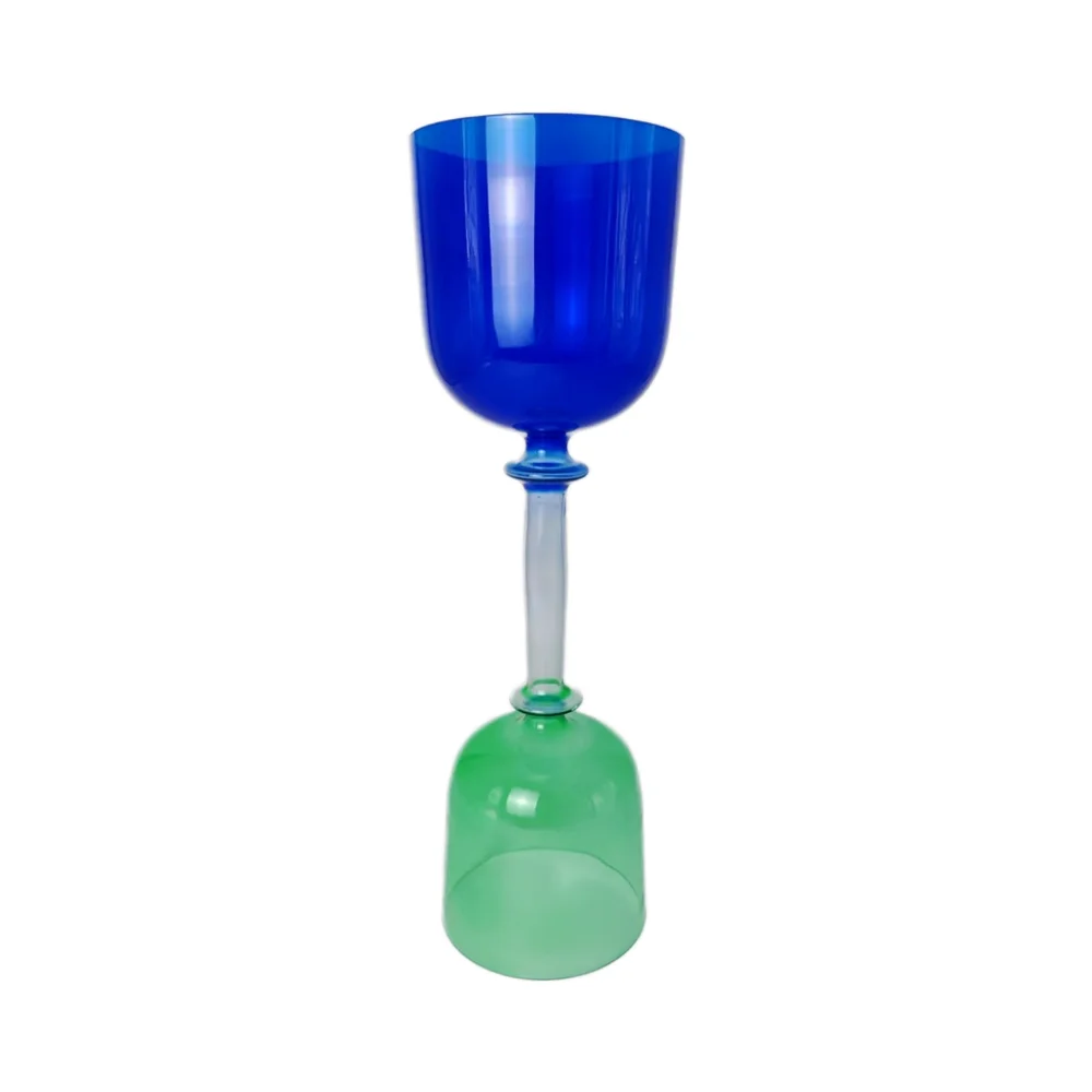 Blue-Green double-headed Crystal singing chalice Sound Healing Yoga Meditation Stress Reduction Percussion Instrument