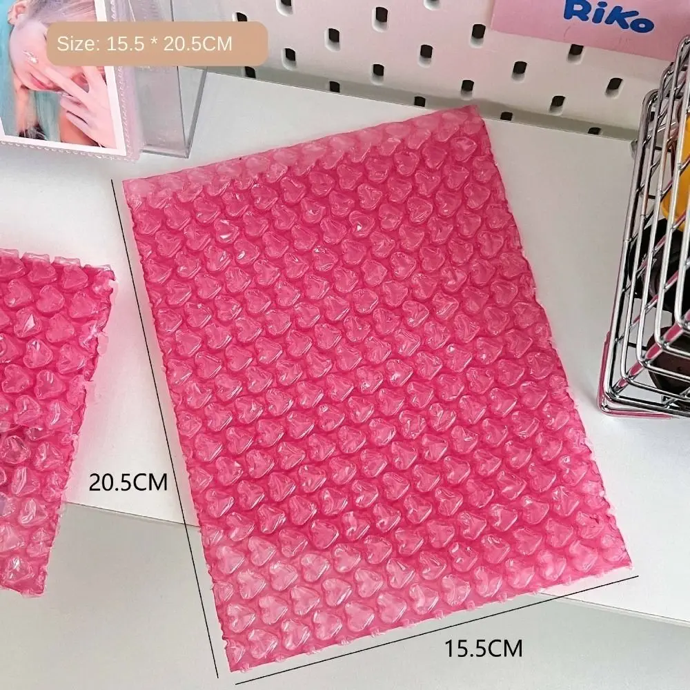 10pcs Cartoon Heart Bubble Bag Pink Self-Seal Packaging Padded Envelopes PE Shockproof Small Card Sleeve Small Business Supplies