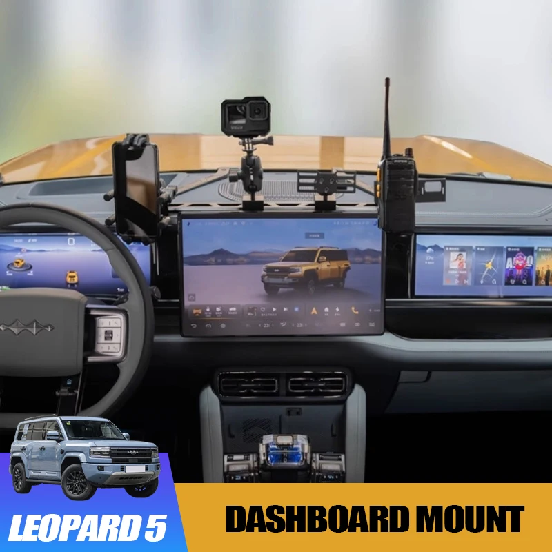 Upgraded Multi-Functional Dashboard Mount For BYD Leopard 5 Universal Radio Smartphone Holder with 360° Rotation