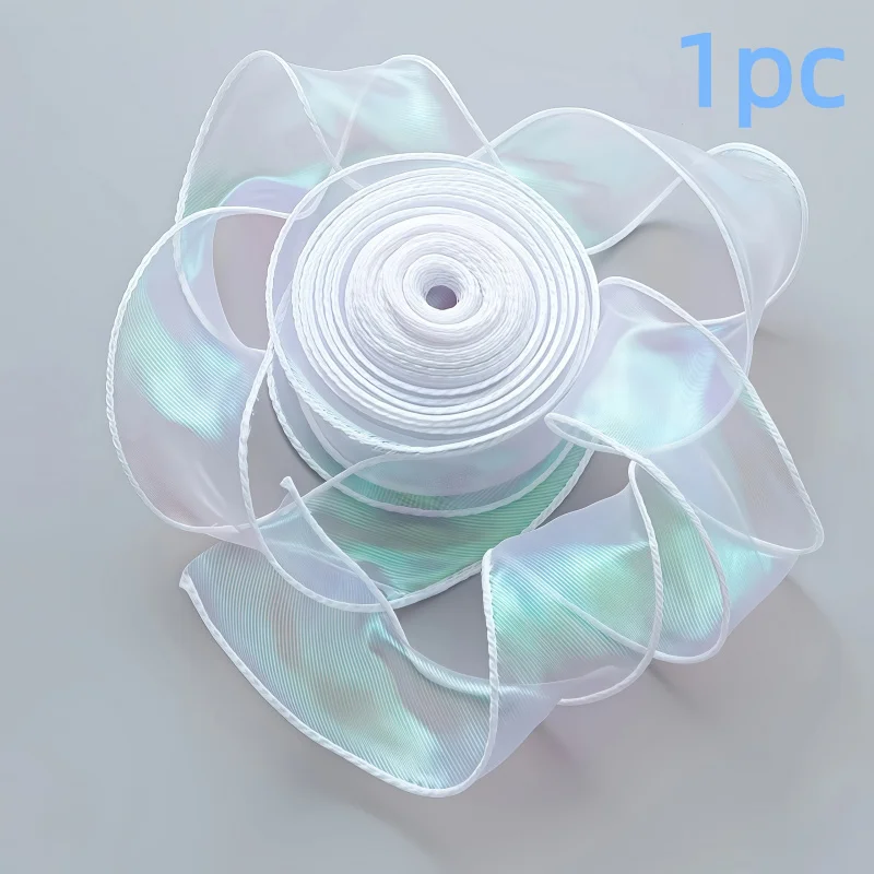 White Transparent Paper Ribbon，Plastic Material，Featherless，Used for Weddings、Birthday、Valentine's Day、Easter、Mother's Day Decor