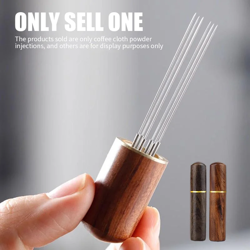 Wooden Coffee WDT Tool with Base, Stainless 6-Pin Coffee Stirrer & Tamper, Nice Christmas Present for Barista