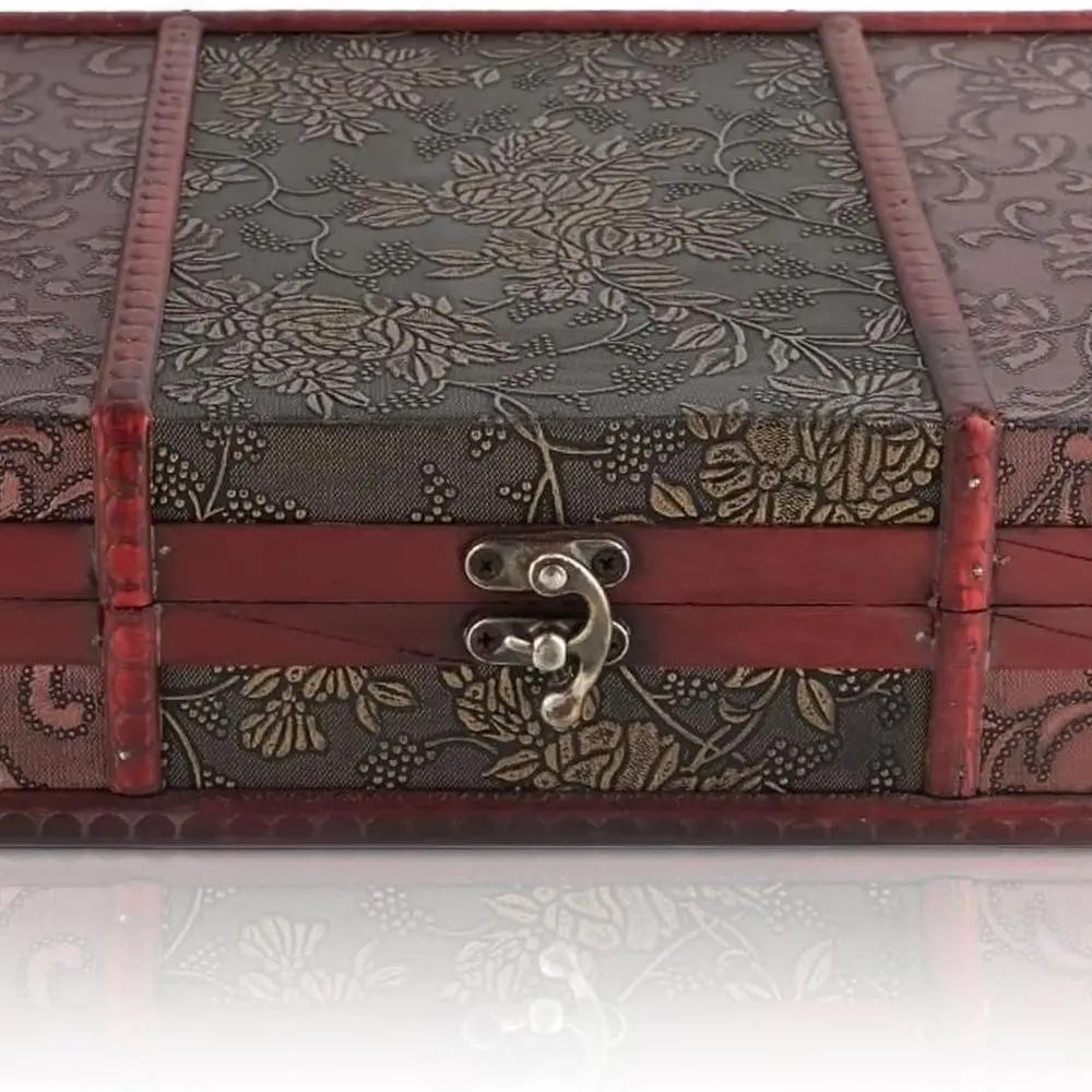 

Элегантная деревянная шкатулка для драгоценностей с крышкой и металлическим замком, декоративный сундук 11x8,5x3,2 для сувениров и домашнего декора