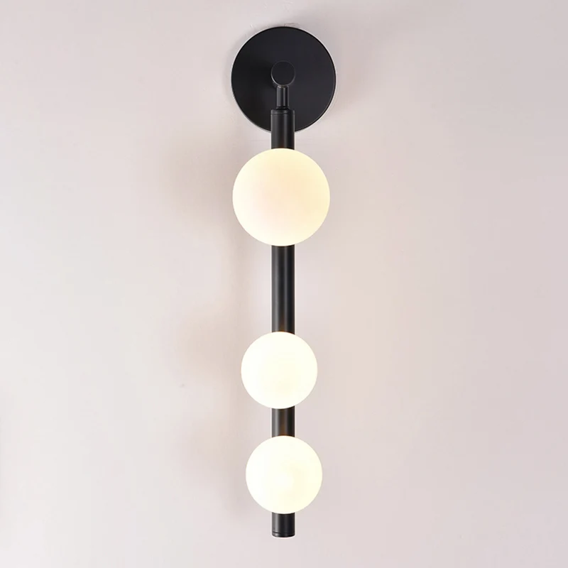 White Glass Ball Wall Lights For Living Room Coffee Shop Bedroom Gold Black Pearl Wall sconce  bathroom Mirror light