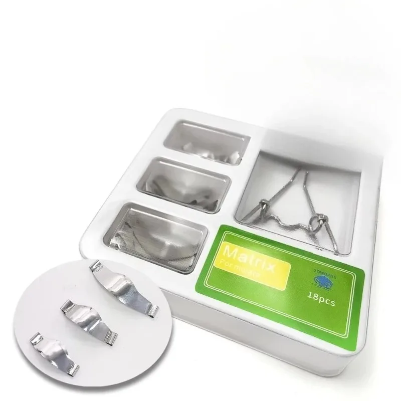 18pcs Lab Saddle Contoured Metal Matrices Matrix Set  Lab Sectional Matrices Universal Tool with Spring Clip