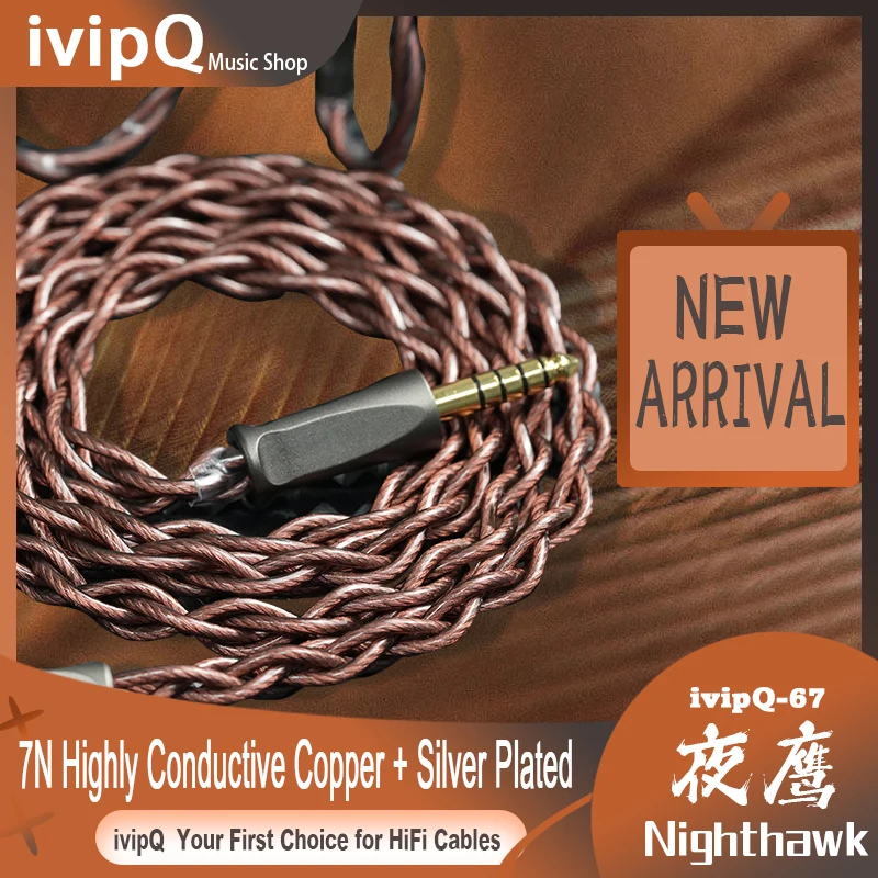 Cabo de Atualização para Fone HiFi IvipQ-67 Nighthawk 7N Cobre Banhado